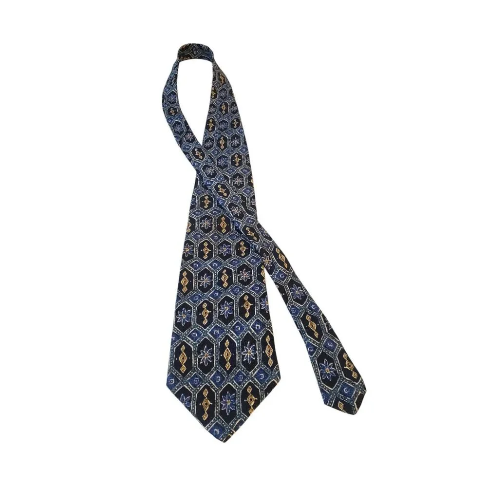Etro Neck Tie Mens Italian Luxury‎ Blue Navy Tan Floral Silk Made in USA Office